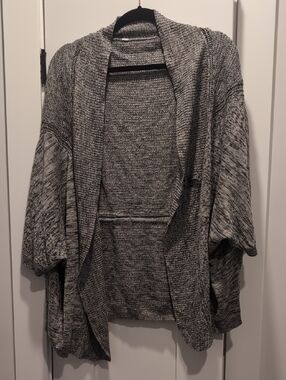 Lulu Lemon Cozy Black & White Open-Front Women's Cardigan Sweater